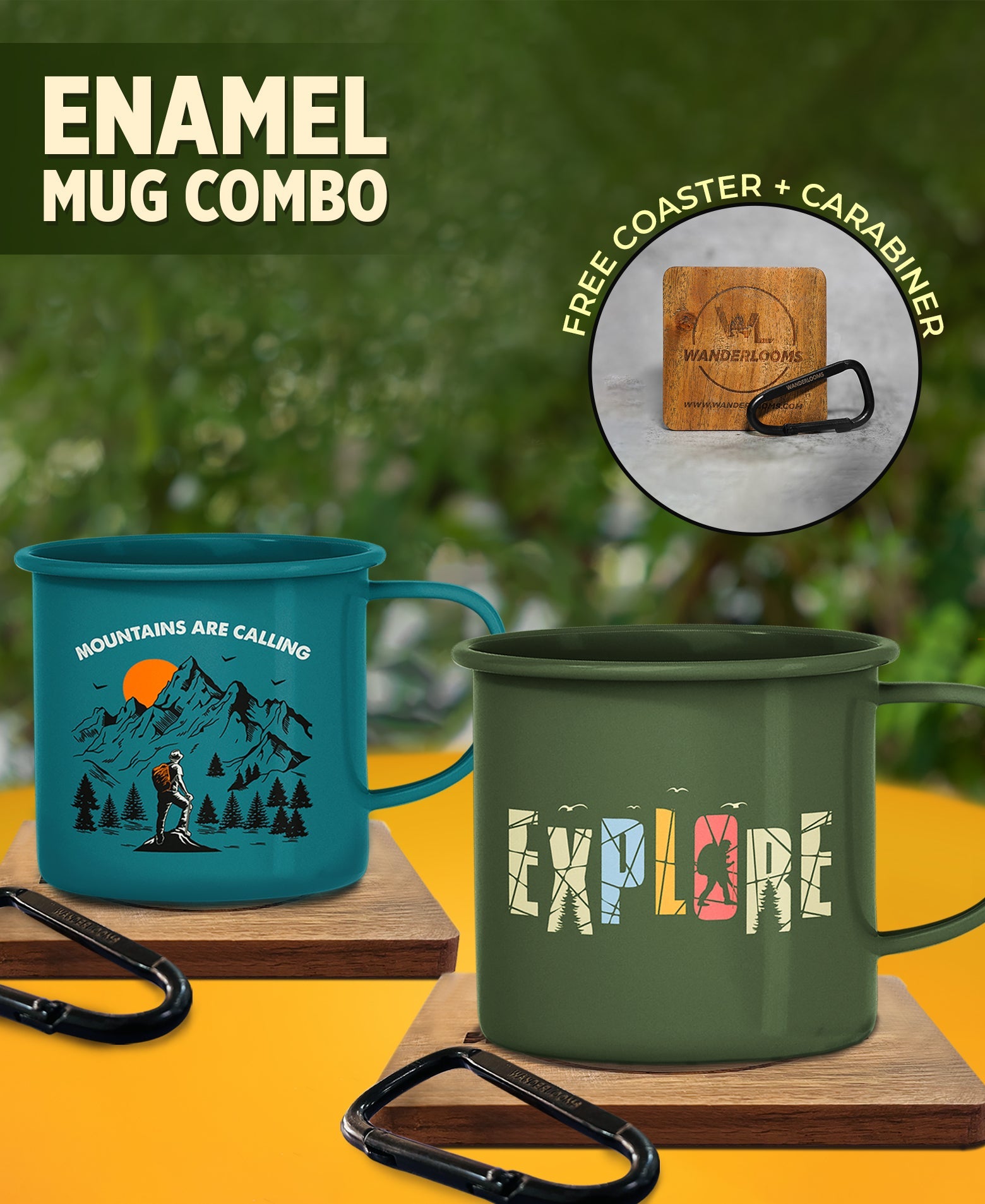 Mountains are calling and Explore Enamel Mug Combo