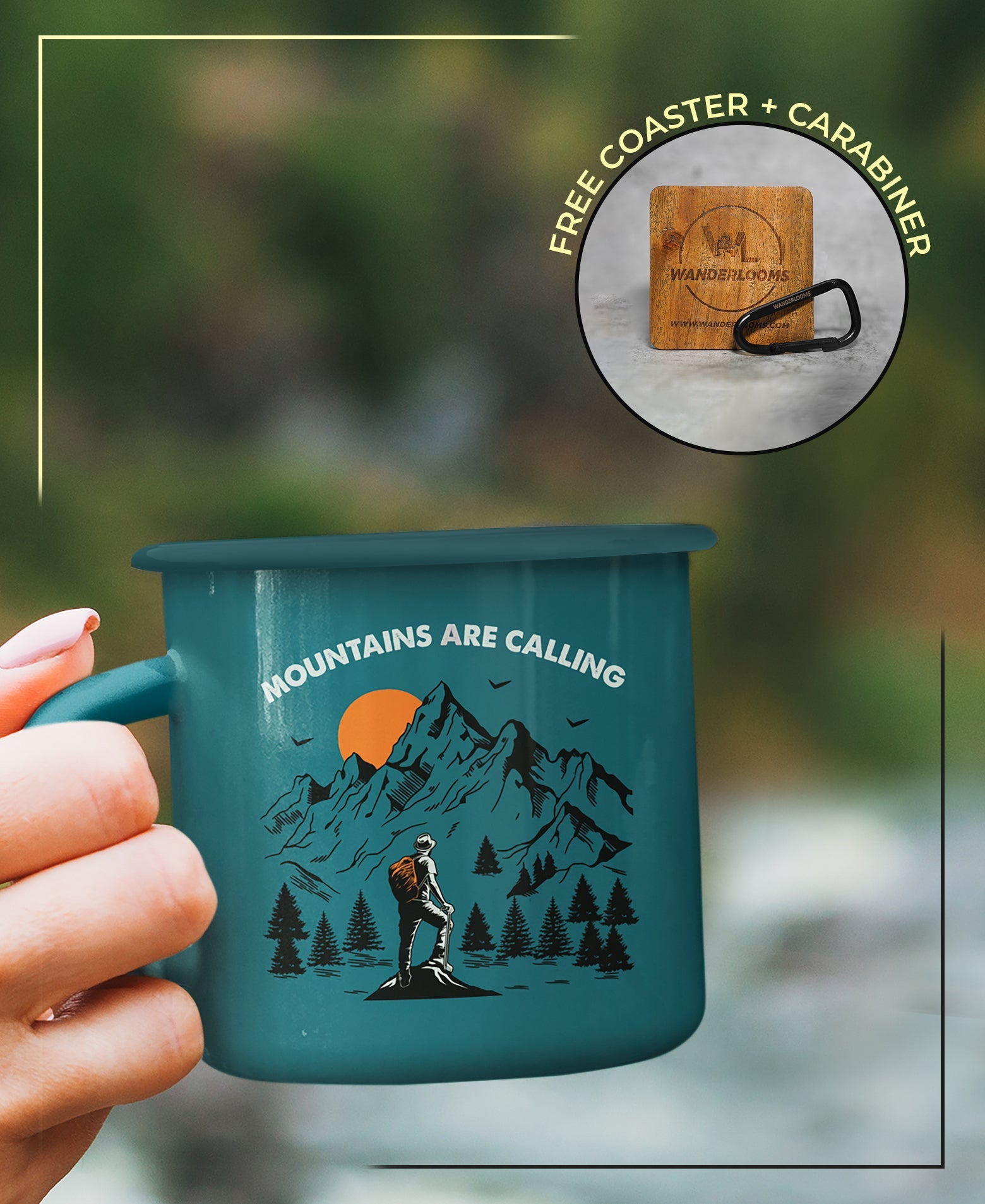 Around the World and Mountains are Calling Enamel Mug Combo