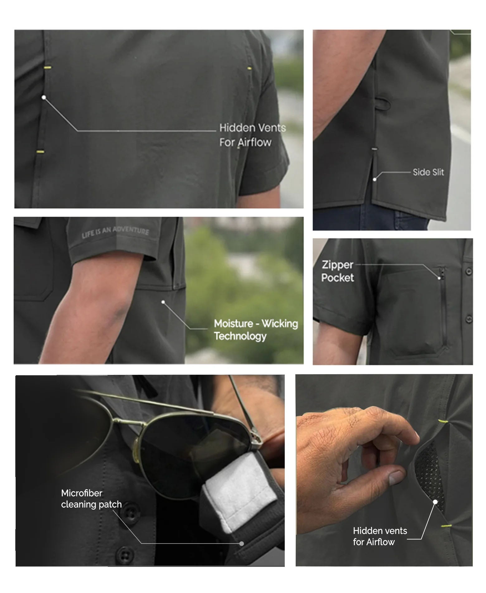 Adventure Half Sleeve Shirt- Grey