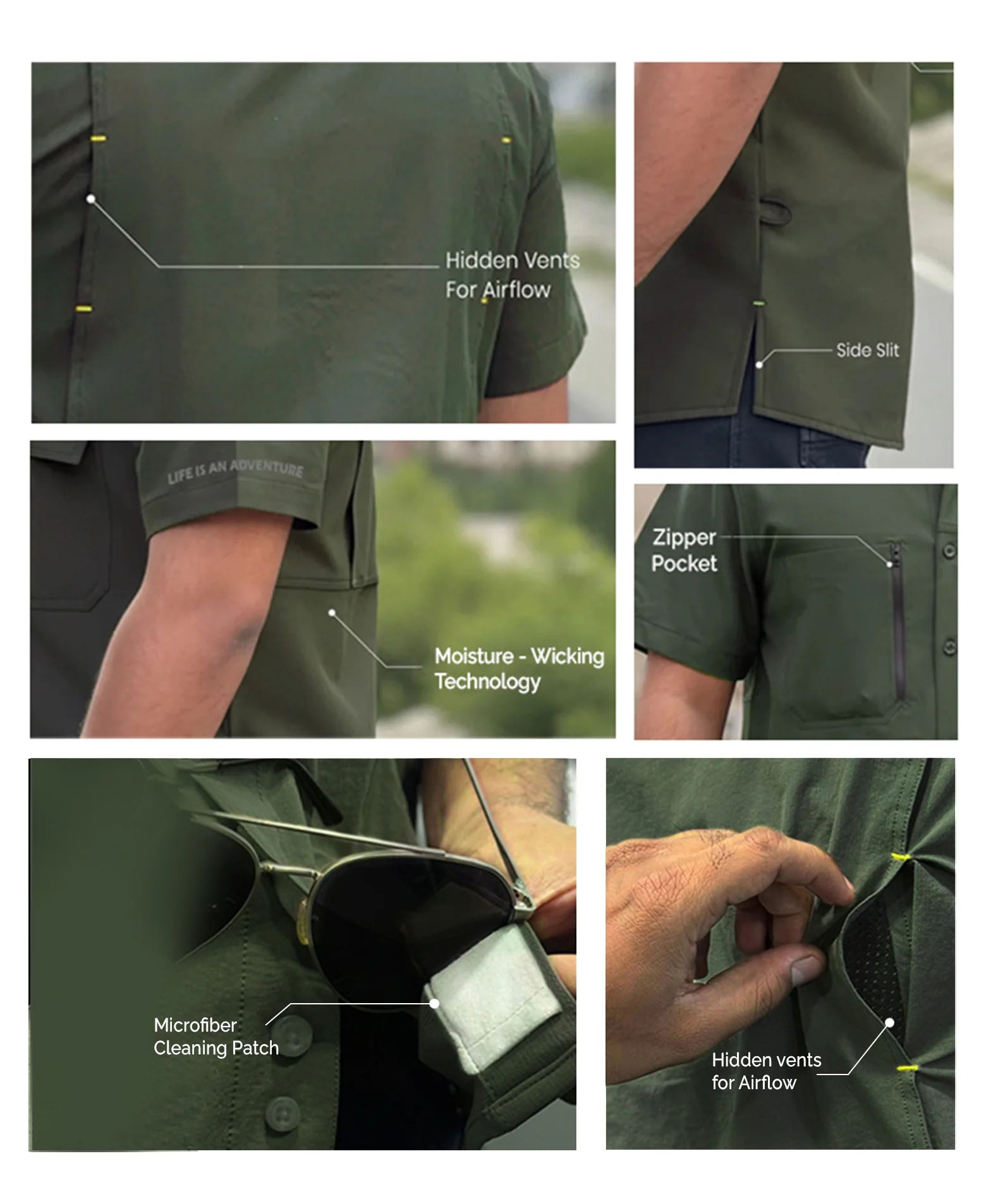 Adventure Half Sleeve Shirt Olive Green