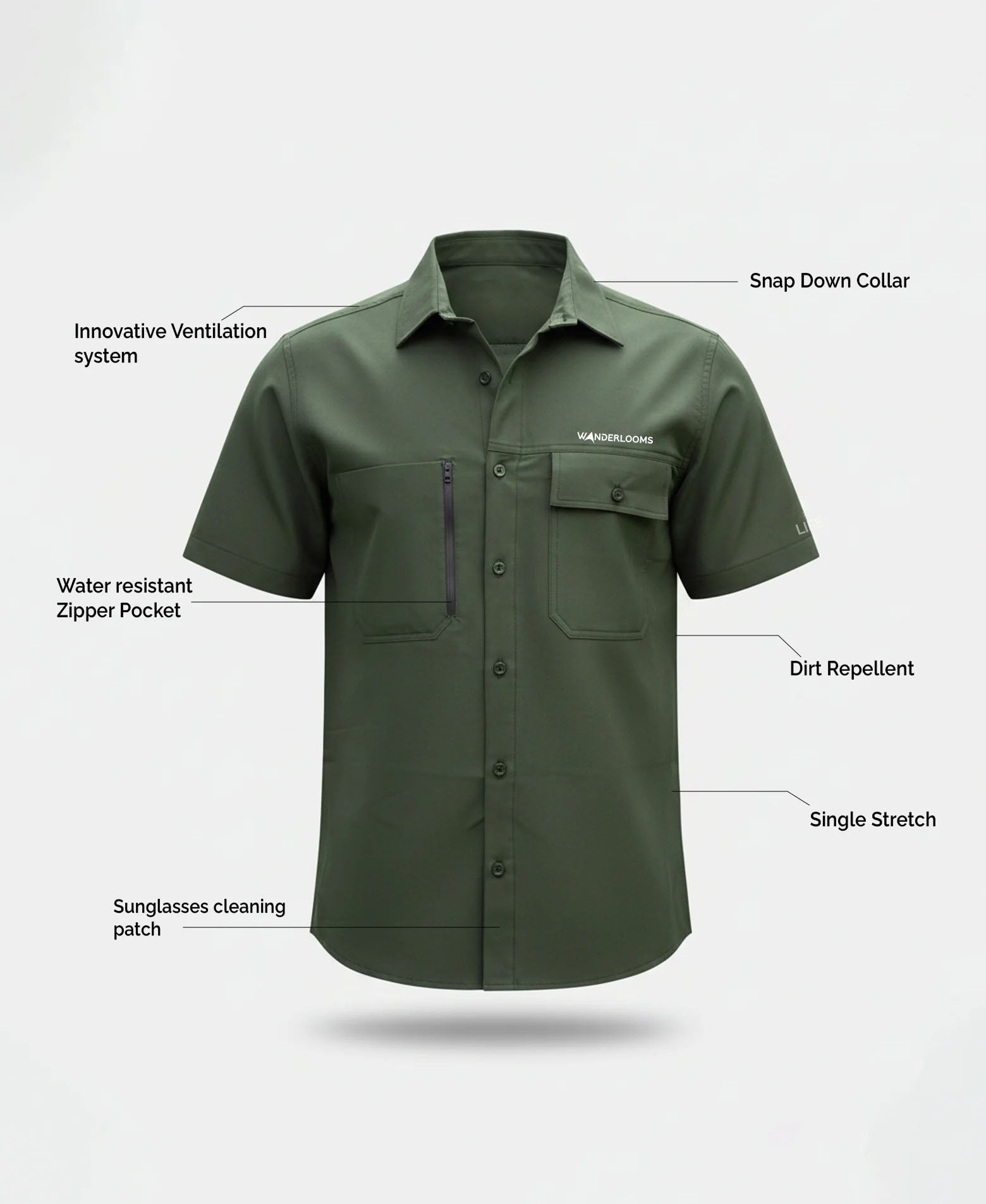 Adventure Half Sleeve Shirt Olive Green