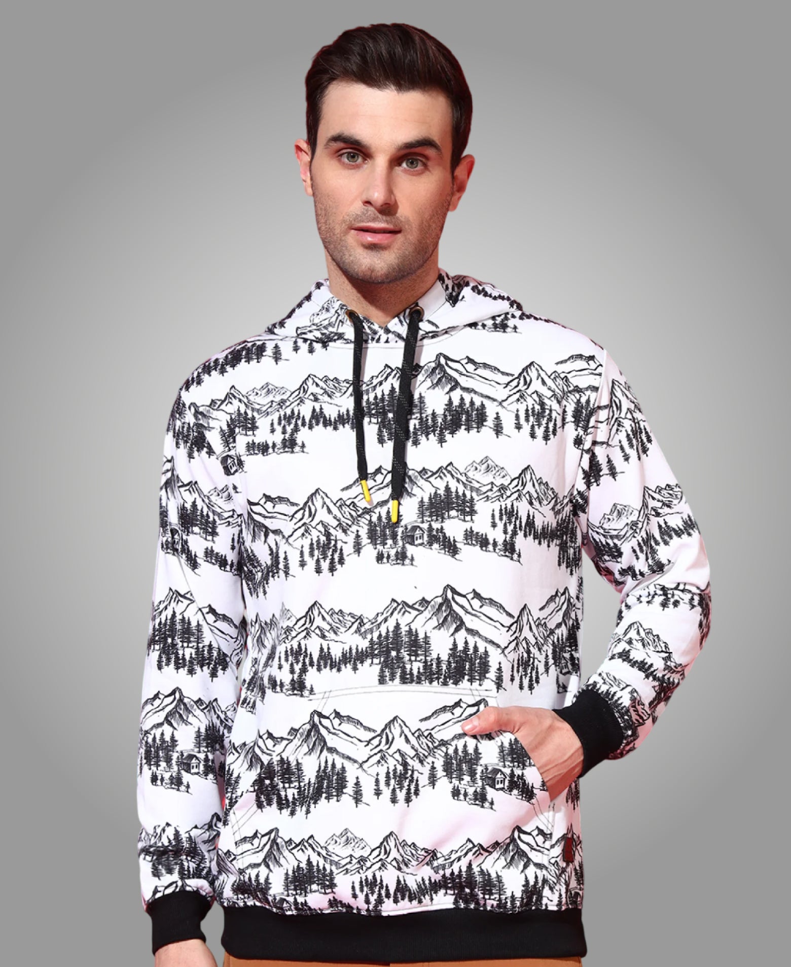 Forest Peaks Allover Print Hoodie