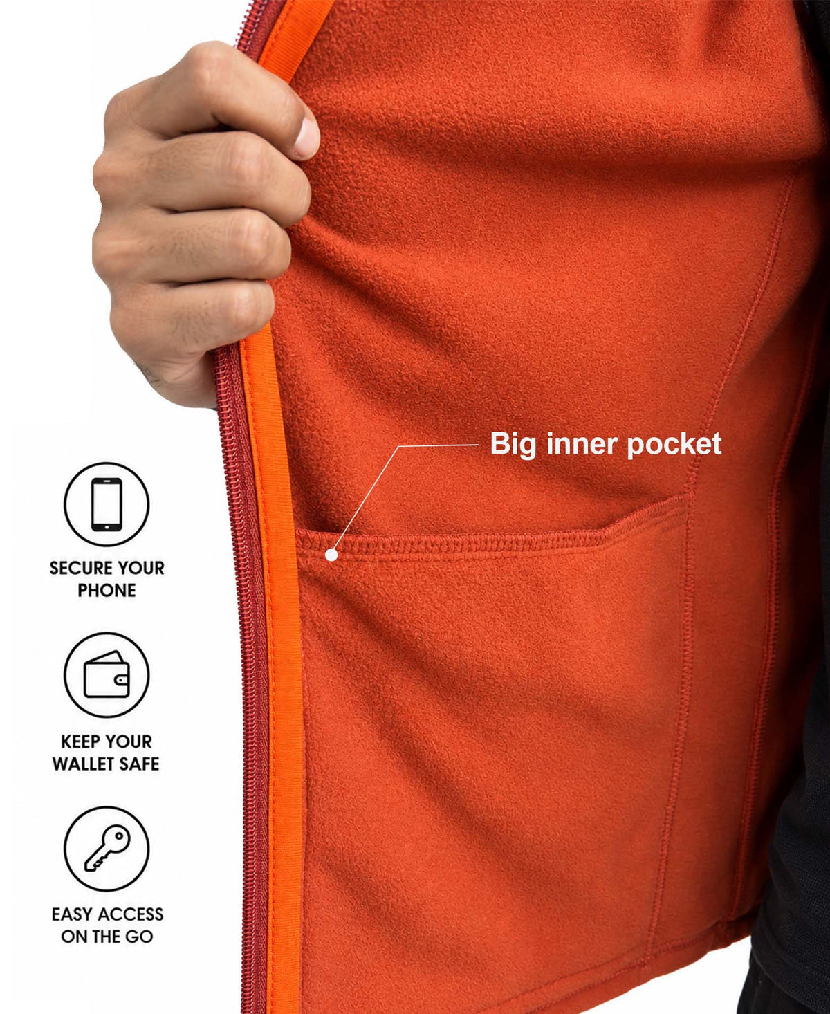 Wander fleece jacket - Campfire orange