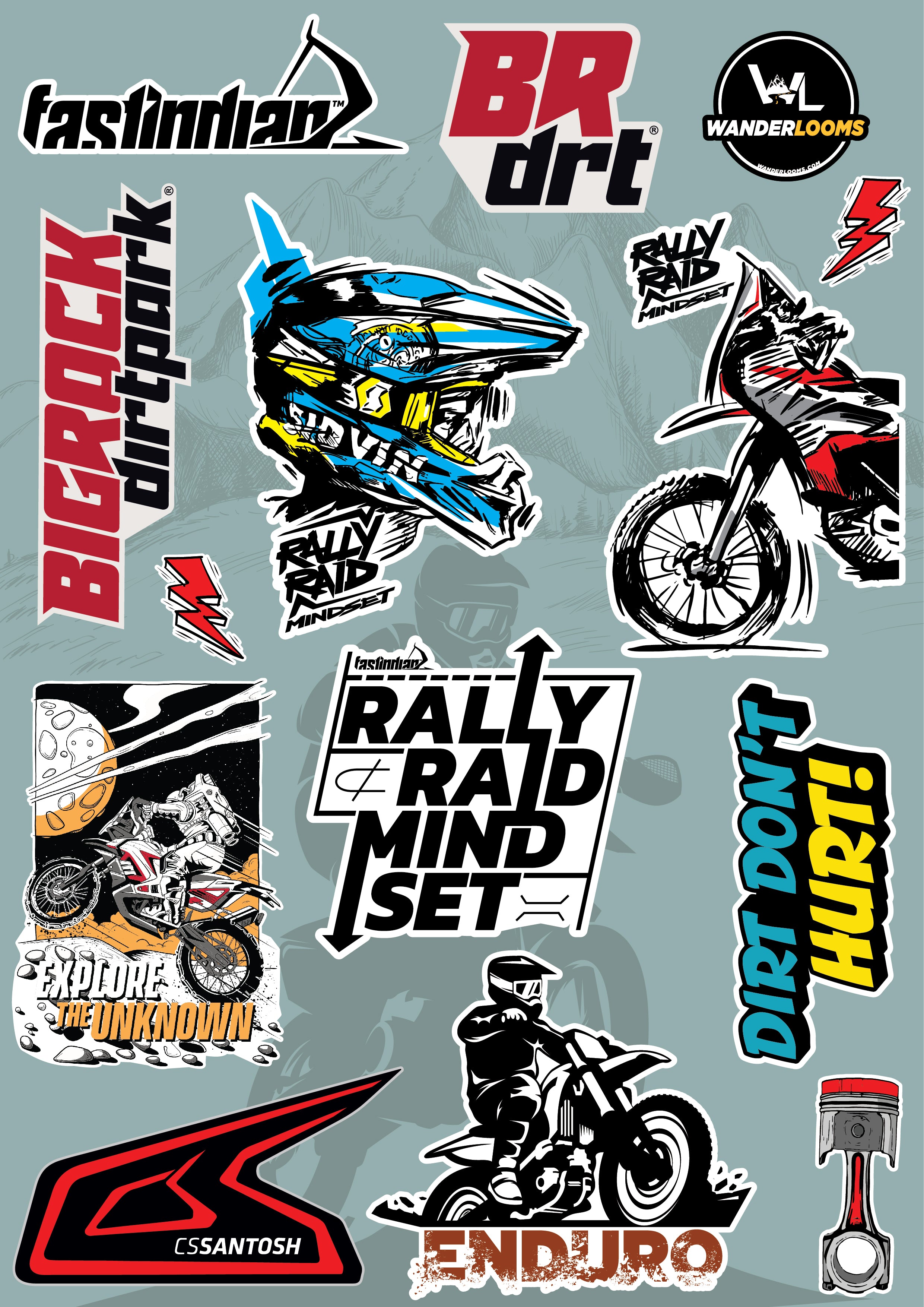 Design Sticker Riding Wanderlooms Fastindian Sticker sheet | Bike Riding Stickers